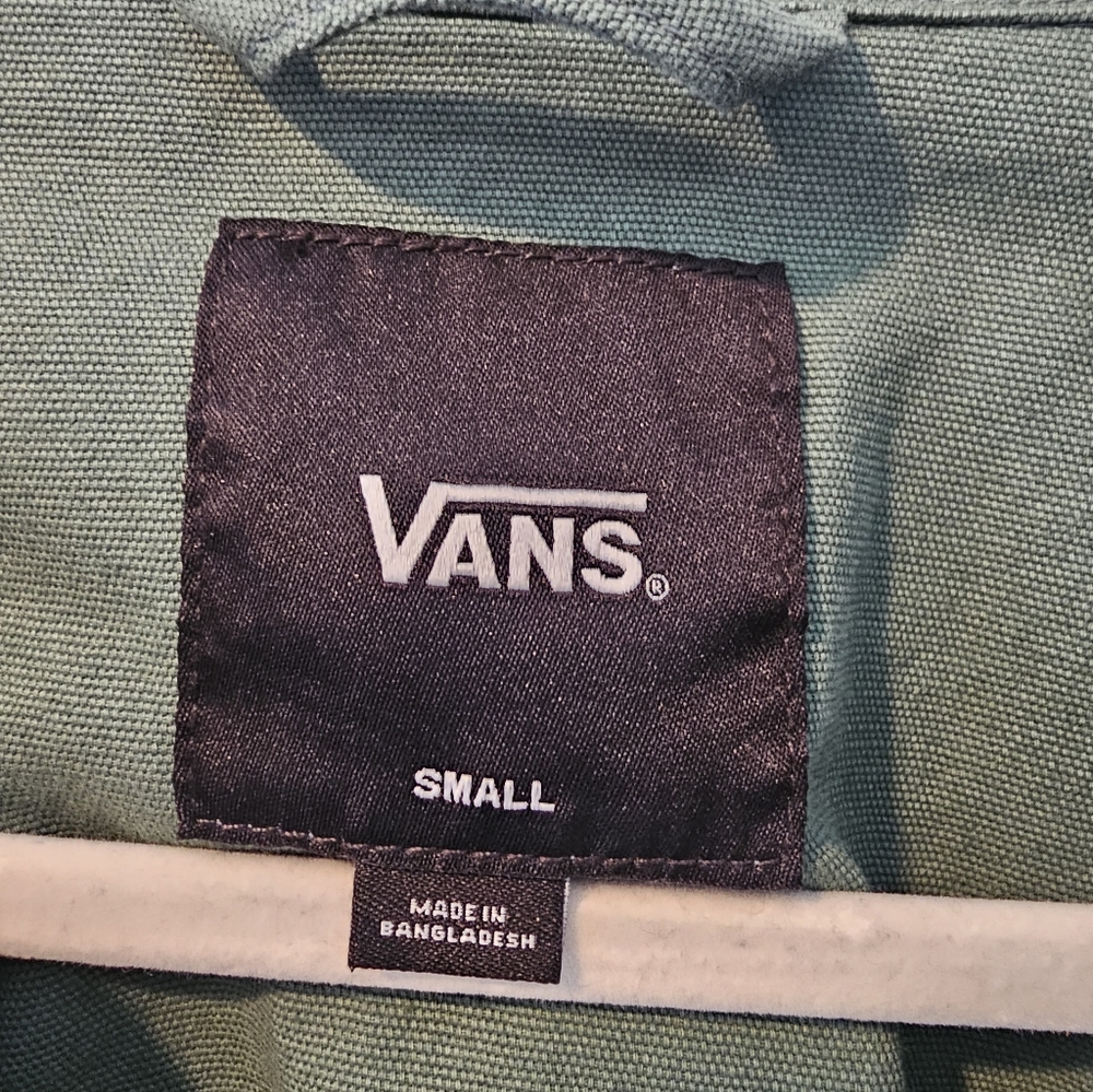 Vans Olive Green Coach Jacket Small Embroidered Logo Streetwear - Picture 5 of 5